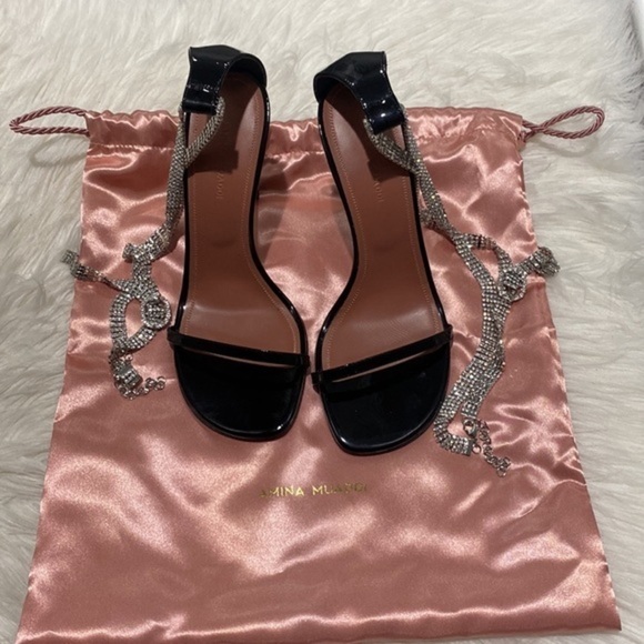 New Amina Muaddi Giorgia Crystal ankle wrap sandal size‎ 38EU - Picture 5 of 15
